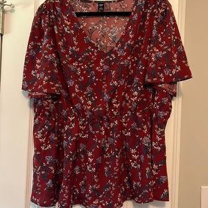 SHEIN red and blue peplum top size 3XL